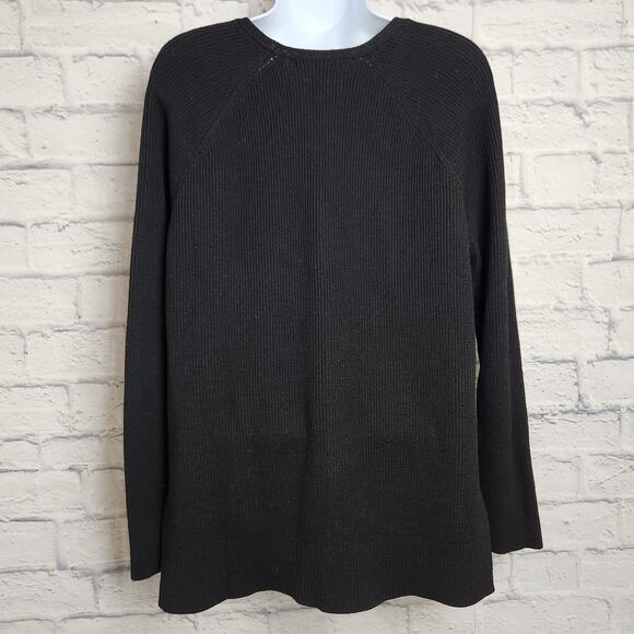 Athleta Sweater Womens Size Medium Merino Extra Fine Wool Blend Black - Picture 2 of 13